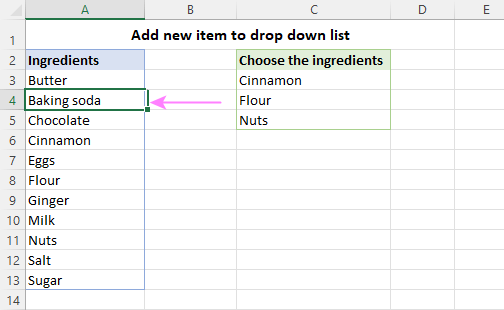 Type a new item to be added to the drop down list.