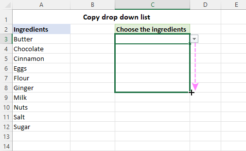 Copy the drop-down list including the current selection.