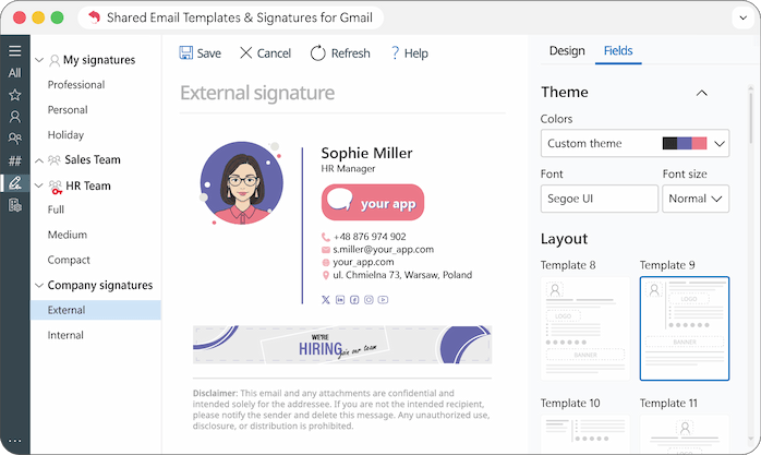 Customizing email signature templates with a signature generator.