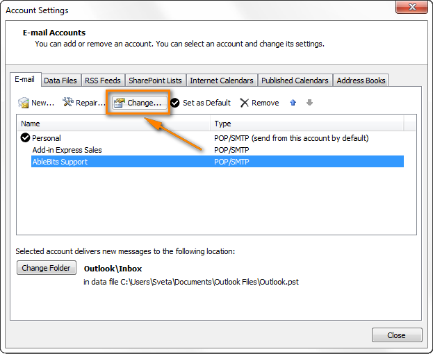 Change the email account password in Outlook.