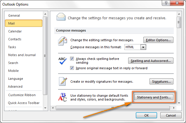 perminately replace built-in calibri font in outlook 10