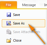 To save an email template, switch to the File tab and click the Save as button.