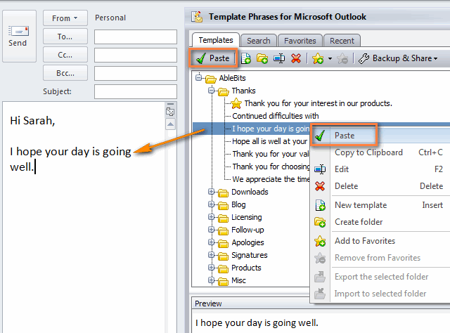 Outlook 2007 Template Emails