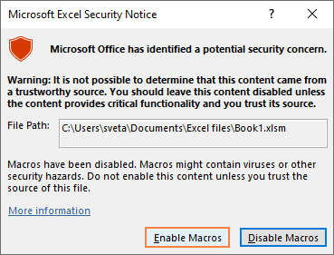 disable macros in excel not working