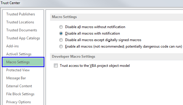 Select the Macro Settings option