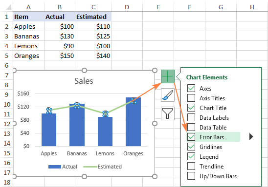 how do you add error bars in excel for mac