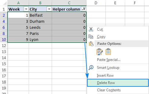 select every other row in excel