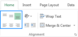 MS Excel 2010: Align text to the top of the cell