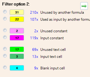Filter, navigate and correct certain groups of cells