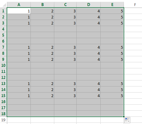 Create a series with empty cells