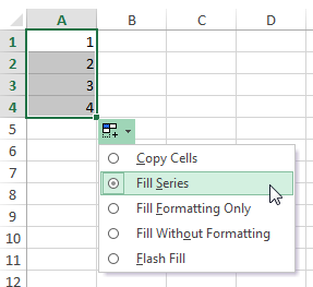 How to autofill a series in excel for mac without mouse