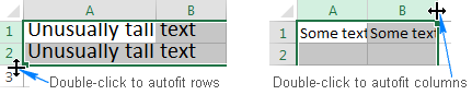 Double-click to AutoFit columns and rows in Excel.