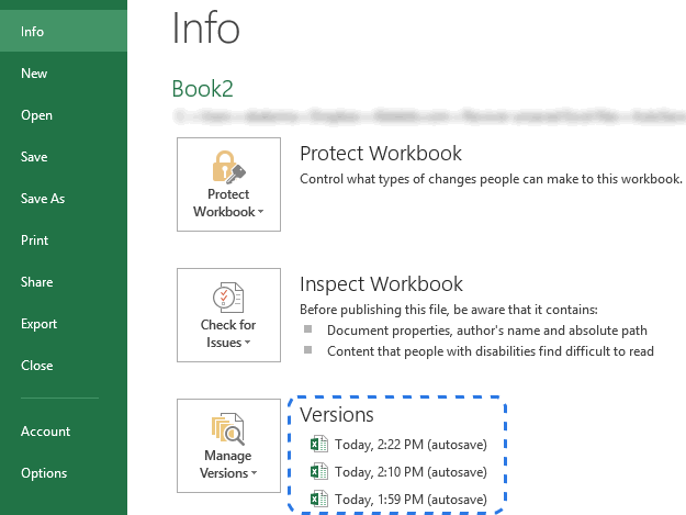 Go to FILE -> Info to see a list of autosaved versions next to the Manage Versions button