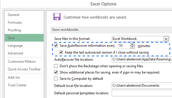 excel for mac 2011 autorecover