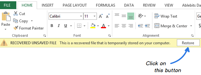 Recall Excel File Not Saved