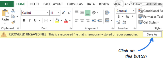 recover excel 2016 file closed without saving