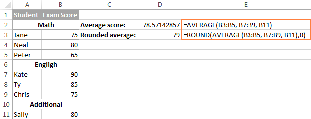 Excel Average Averageif And Averageifs Functions To Calculate Mean 7653