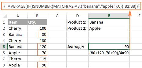 Excel Average Averageif And Averageifs Functions To Calculate Mean