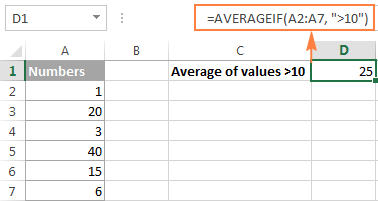 Finding an average cells based on a numeric criterion and logical operator