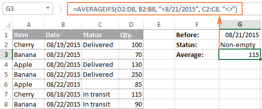 Find an average of cells based on a date criteria
