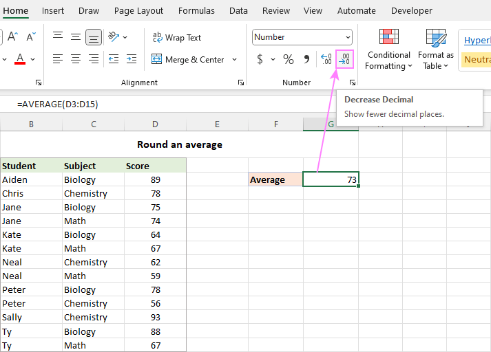 How to calculate Sum and Average of numbers using formulas in MS