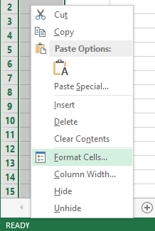 Select to format cells