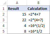 Changing the order of operations in Excel