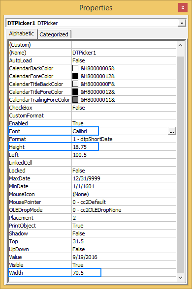 calendar drop down in excel for mac