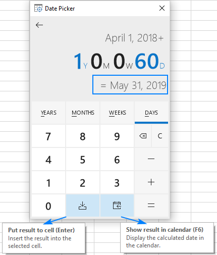 Calculate dates directly in your Excel calendar