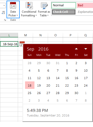 Excel Date Picker