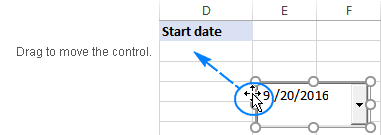 To move the datepicker, drag the control where you want it.