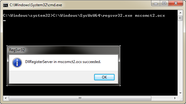 Mscomct2.ocx is successfully registered.