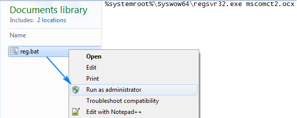 Another way to register mscomct2.ocx on your computer.