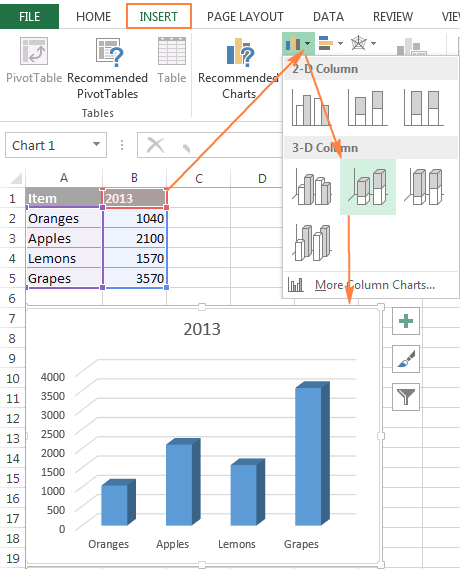 Excel 2010 Create Chart From Selected Cells