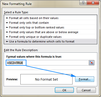 Creating a conditional formatting rule