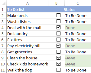 To-To list with the conditionally formatted Status column