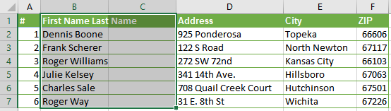 Columns merged using excel addin