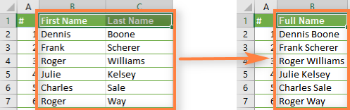 Merge Excel columns into one without losing data