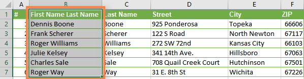 Paste merged data back to the Excel column
