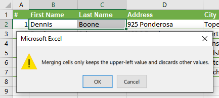 what is the function of merge and center in excel