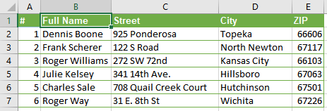 Excel: Merged data from two columns