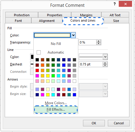 Choose the Fill Effects option from the Color drop-down list