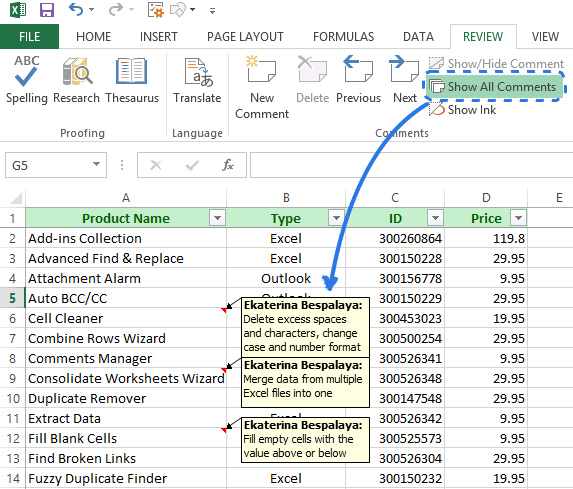 add comment in excel shortcut