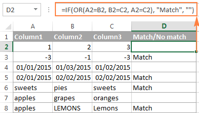 Finding matches in any two cells in the same row