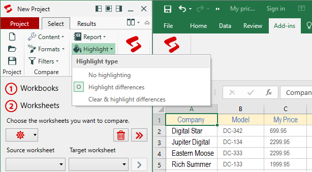 compare two columns in excel and find missing values