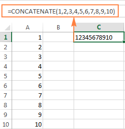 formula to concatenate rows in excel