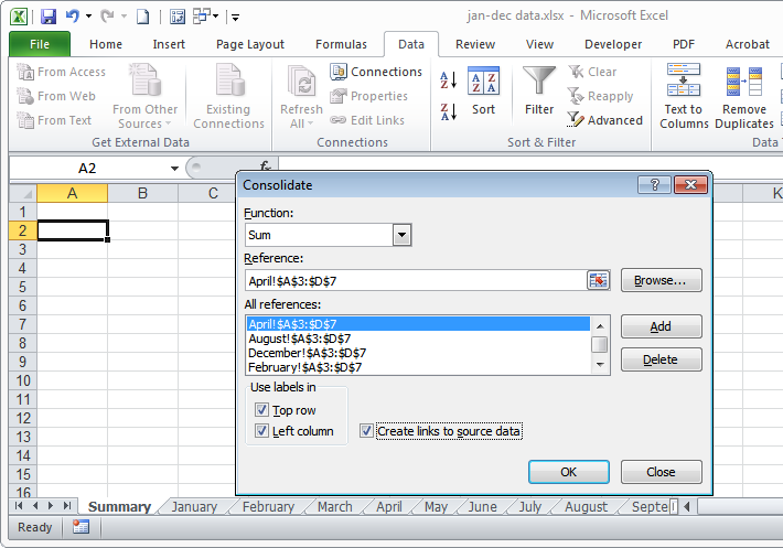 multiple table from worksheets how a to create pivot multiple combine Excel data Consolidate in Excel: from