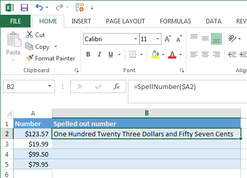 How to convert number to words in Excel