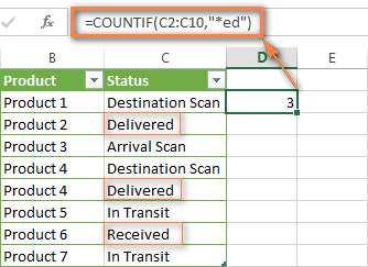 excel countif count formula cells text certain end use function if number contain blank letters characters formulas examples than duplicate