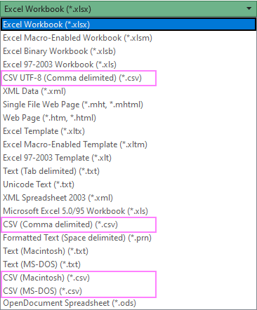 Convert Excel to CSV (comma delimited) and UTF-8